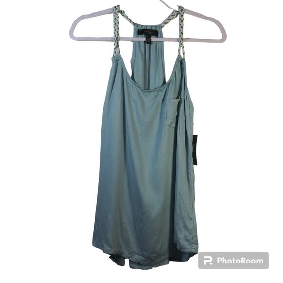 Jessica Simpson Blue Light Weight Tristan Tank Top Braided Straps Size L - Picture 1 of 9